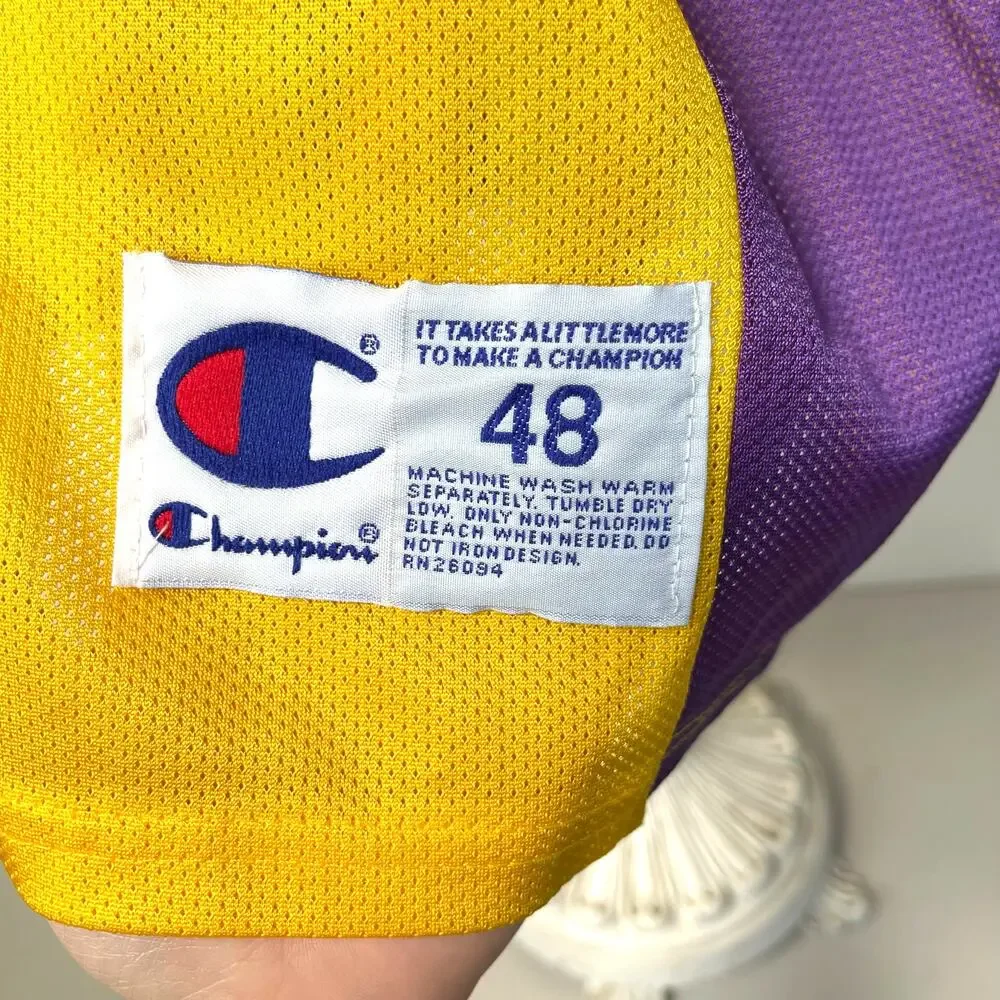 Champion LA Lakers Kobe Bryant #8 NBA Basketball Yellow/Purple Jersey Size 48/XL - Picture 4 of 12
